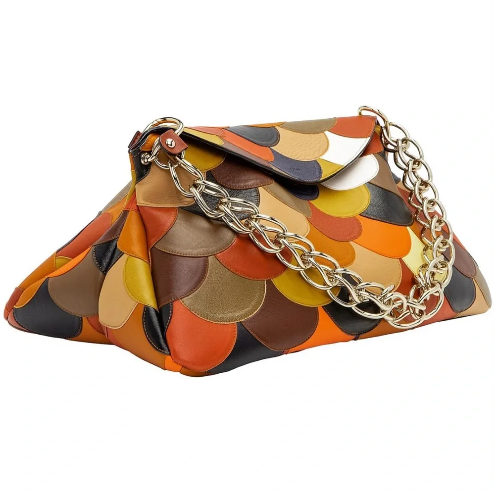 CHLOÉ Juana Colorblock Scallop Patchwork Shoulder Bag - Picture 4 of 9